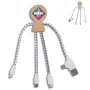 Ladekabel | Bambus | USB- und USB-C-Eingang | 3 verschiedene Stecker | Öko