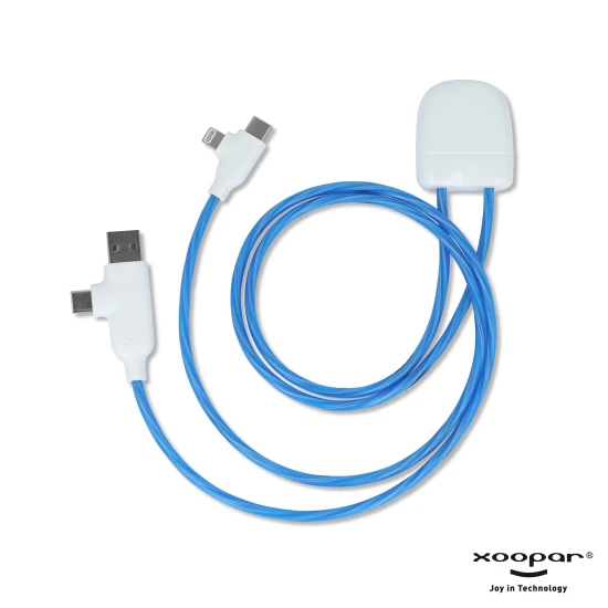 Charging cable | rPET | 2x50cm | LED fast charge | Blue