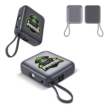 Powerbank | ABS en PC | 10000 mAh | Ingebouwde USB-C- en Lightning-kabels | Snel opladen | LED-display