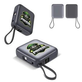 Power bank | ABS and PC | 10000 mAh | Built-in USB-C and Lightning cables | Fast charging | LED display