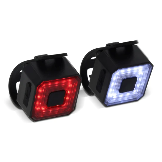 Bicycle light | ABS & AS | Set of 2 | Incl. USB charging cable | Black