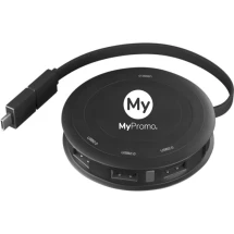 Draadloze oplader & hub | Kunststof & Rubber | Oplichtend logo