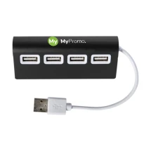 USB-hub | Aluminium | 8,9 x 3,6 x 2,3 cm | Vier poorten