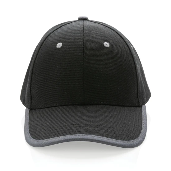 6-panel contrast cap | Recycled cotton 280gr/m² | Incl. physical tracer | Sustainable | black