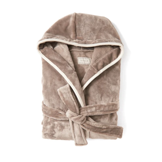 Bathrobe | rPET | L/XL | Two front pockets and a waist belt | Sustainable | brown