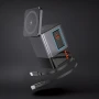 Chargeur GAN + câbles rétractables | Polycarbonate recyclé | Charge sans fil | Câble de charge 65 cm