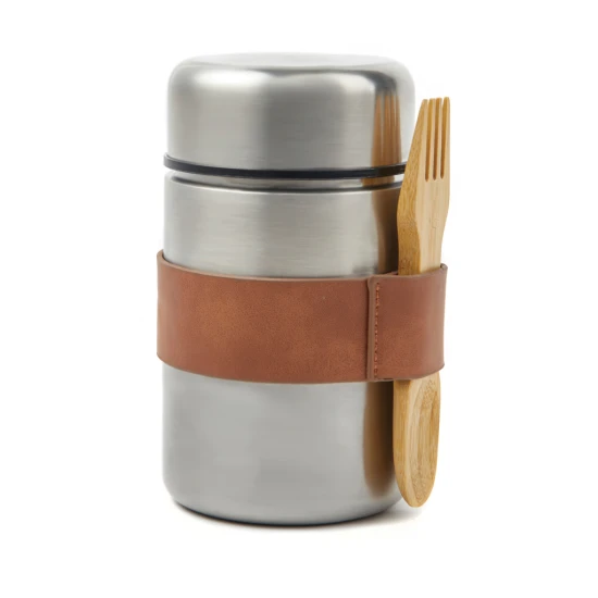 Food thermos | Stainless steel | 500 ml | Wooden spoon | silver