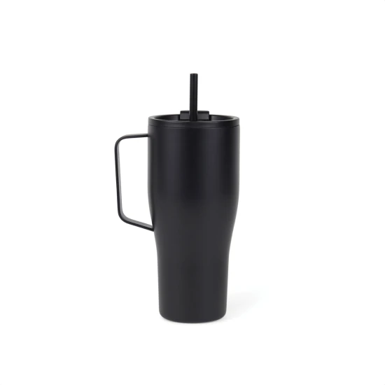 VINGA thermos cup | PP & recycled stainless steel | With a straw | Sustainable | black;black