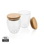 Dubbelwandige beker | Borosilicaatglas | Bamboe deksel | 250 ml