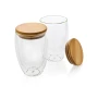 Set di bicchieri termici | Vetro borosilicato con coperchio in bambù | 350ml