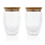 Set di bicchieri termici | Vetro borosilicato con coperchio in bambù | 350ml