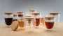 Set di bicchieri termici | Vetro borosilicato con coperchio in bambù | 350ml