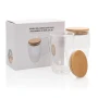 Set di bicchieri termici | Vetro borosilicato con coperchio in bambù | 350ml
