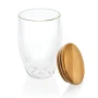 Tasse à double paroi | Verre borosilicate | Couvercle en bambou | 350ml
