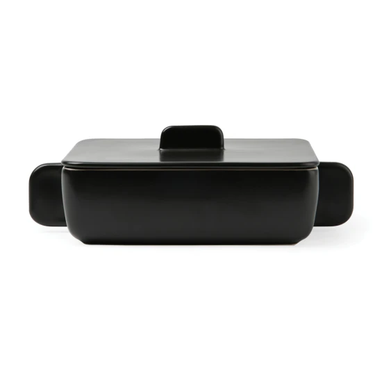 Gratin dish | Stoneware | 27 x 15 x 9 cm | With lid | black