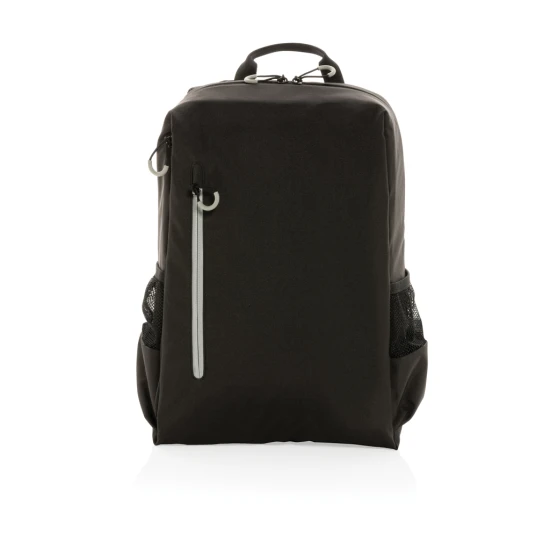 Laptoptas | rPET | 15,6" vak voor laptop | RFID-bescherming | USB-A-uitgang | zwart;wit