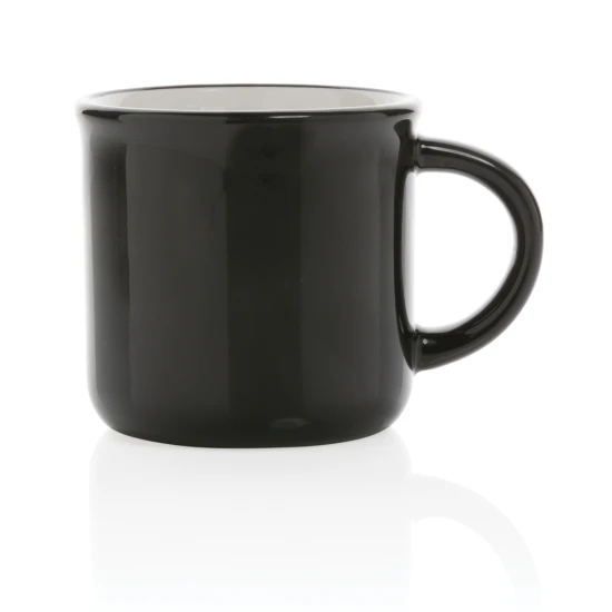 Mug | Ceramic | 280 ml | Curved handle | Vintage | black;white