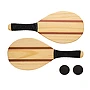Set de frescobol | Bois de pin et sapelli | 2 raquettes | 2 balles | Pochette en coton
