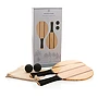 Set de frescobol | Bois de pin et sapelli | 2 raquettes | 2 balles | Pochette en coton