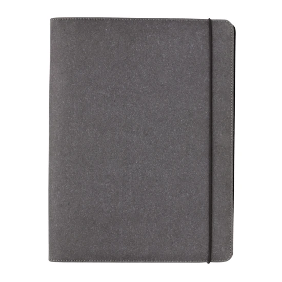 A4 Portfolio | Recycled leather | 20 lined sheets notepad | Pockets & card slots | grey
