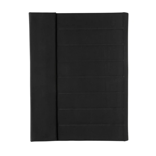 A4 Portfolio | rPET | 20 Seiten liniertes Notizbuch | Taschen & Stiftschlaufe | Magnetverschluss | schwarz