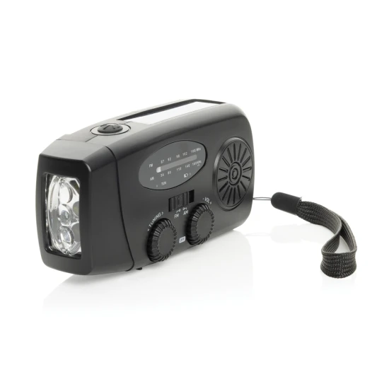 Emergency radio | AM/FM radio | 1800mAh battery | Up to 8 hours of torch light | black