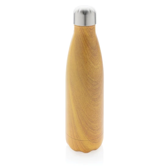 Thermosfles | Roestvrij staal & hout | 500ml | BPA vrij | geel