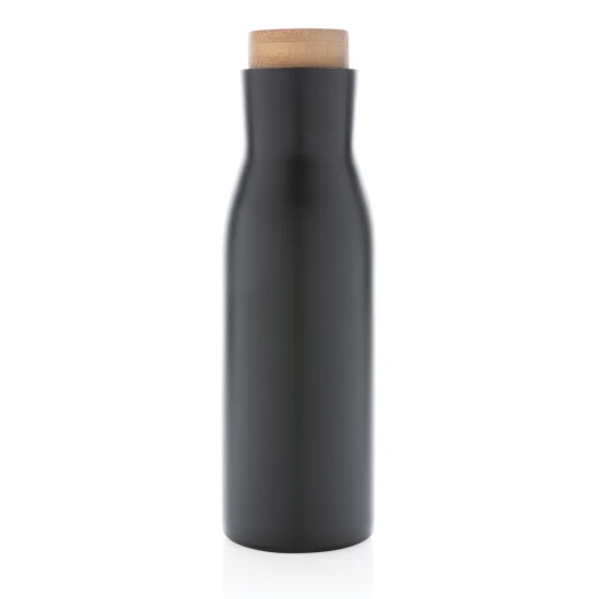 Thermos bottle | Stainless steel | 500ml | With bamboo lid | black