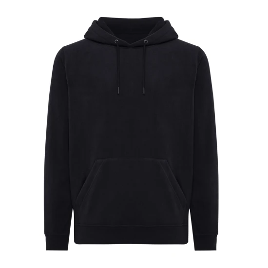 Iqoniq microfleece hoodie | Gerecycled polyester 240 g/m² | Unisex | Kangoeroezak | zwart