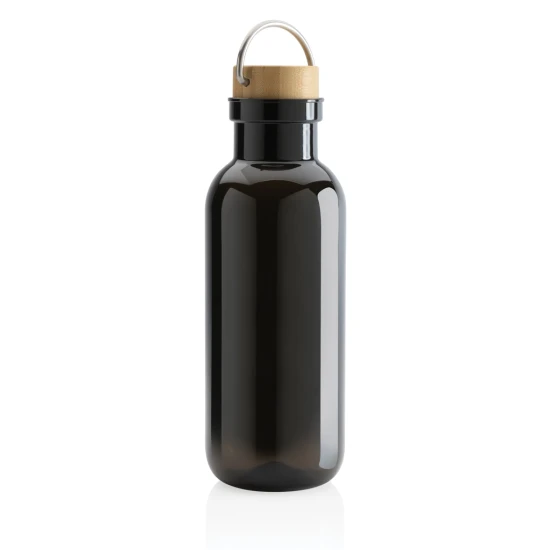 Water bottle | rPET | 680ml | With bamboo lid & handle | black