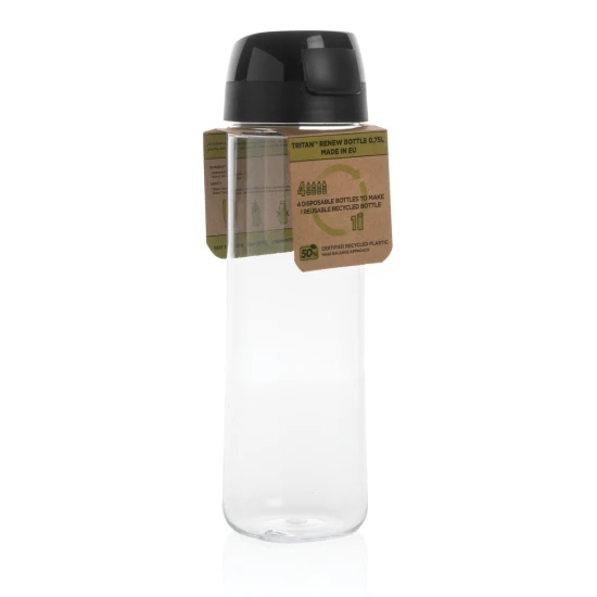 Transparent bottle | RPET | 0,75L | Made in EU | black;transparent