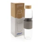 Grote waterfles met bamboe dop | Borosilicaat glas | 750 ml | Gravure