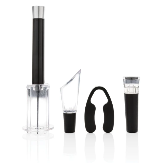 Vino Connoisseur set | ABS & Stainless steel | 4pcs | Luxury gift box | silver
