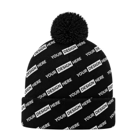 Beanie with pompom | Acrylic | Jacquard cuff | Custom pattern