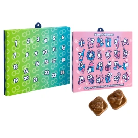 Calendrier de l’Avent A5 | 24 chocolats au lait (48 g) | Impression en quadrichromie