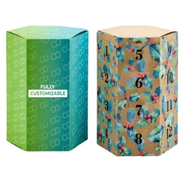 Calendrier de l'Avent | Papier kraft | Hexagonal | A remplir | Quadrichromie