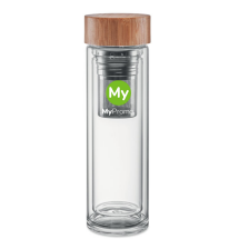 Drinking bottle with tea infuser | Glass | 420 ml | Bamboo lid Drinking bottle with tea infuser | Glass | 420 ml | Bamboo lid