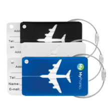 Bagagelabel | Aluminium | Metalen koordje | Vliegtuig ontwerp