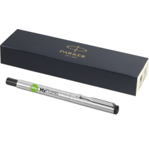 Vector stainless steel rollerball pen with gift box | Parker | Black ink Vector stainless steel rollerball pen with gift box | Parker | Black ink
