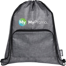Foldable drawstring bag | Recycled polyester | 7L | With zippered front pocket Foldable drawstring bag | Recycled polyester | 7L | With zippered front pocket