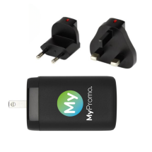 Travel charger | Plastic | US, EU & UK plugs | In premium paper kraft box Travel charger | Plastic | US, EU & UK plugs | In premium paper kraft box