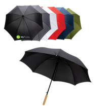Sustainable umbrella | rPET | 23" | With bamboo handle Sustainable umbrella | rPET | 23" | With bamboo handle