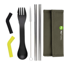 Cutlery set | Polyester | 5 items | With straws Cutlery set | Polyester | 5 items | With straws