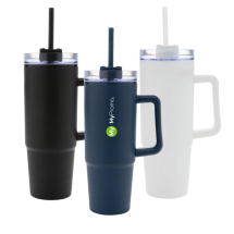 Tumbler with handle | Recycled plastic | 900ml | With straw | Sustainable Tumbler with handle | Recycled plastic | 900ml | With straw | Sustainable