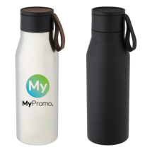 Thermo fles | Roestvrij staal | 500 ml | PU lederen band