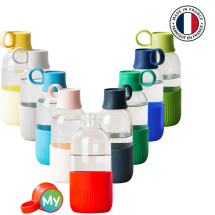 Gobi indoor water bottle | Recycled glass | 500ml | Interchangeable cover | Made in France Gobi indoor water bottle | Recycled glass | 500ml | Interchangeable cover | Made in France