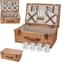 Picknickkorb für vier Personen | Besteck aus Edelstahl | 54,5 x 34,5 x 20 cm Picknickkorb für vier Personen | Besteck aus Edelstahl | 54,5 x 34,5 x 20 cm