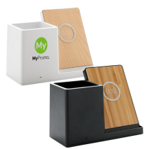 10 W kabelloses Ladegerät | Recycelter Kunststoff | Mit Stifthalter | 2 USB-Anschlüsse 10 W kabelloses Ladegerät | Recycelter Kunststoff | Mit Stifthalter | 2 USB-Anschlüsse