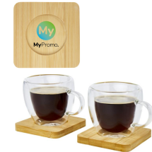 2 Thermobecher | Glas | 100ml | Inklusive Bambus-Untersetzer 2 Thermobecher | Glas | 100ml | Inklusive Bambus-Untersetzer