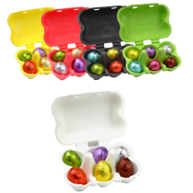 Paaseieren | Biologisch | 6 pralines | In een gekleurd doosje | Gedrukte banderol Paaseieren | Biologisch | 6 pralines | In een gekleurd doosje | Gedrukte banderol